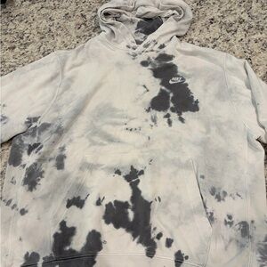 Nike Men's Black and White Tie-Dye Hoodie